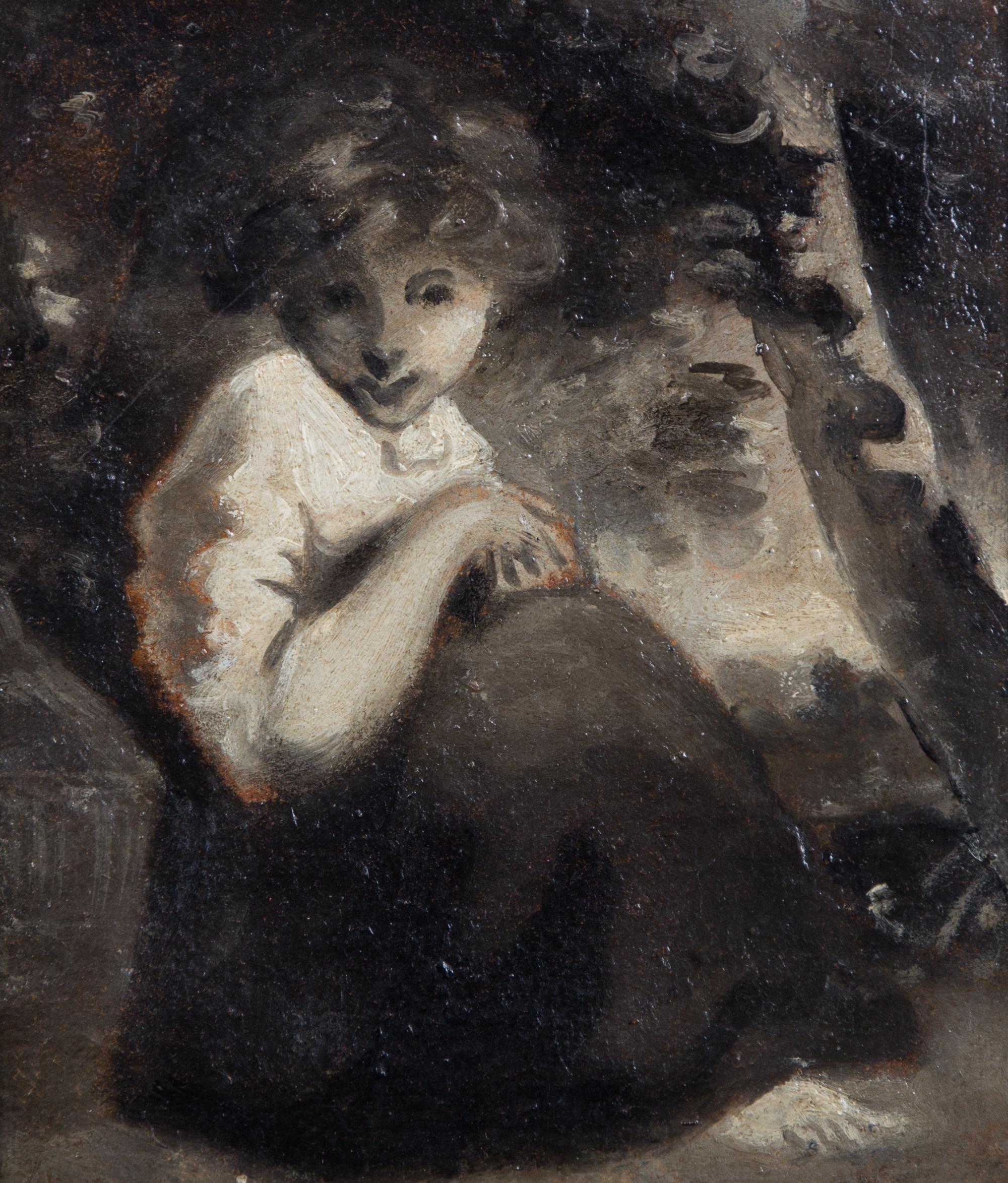 After Sir Joshua Reynolds, (English, 1723-1792), The Quiet One - Study of Reynolds Young Girl Under a Tree