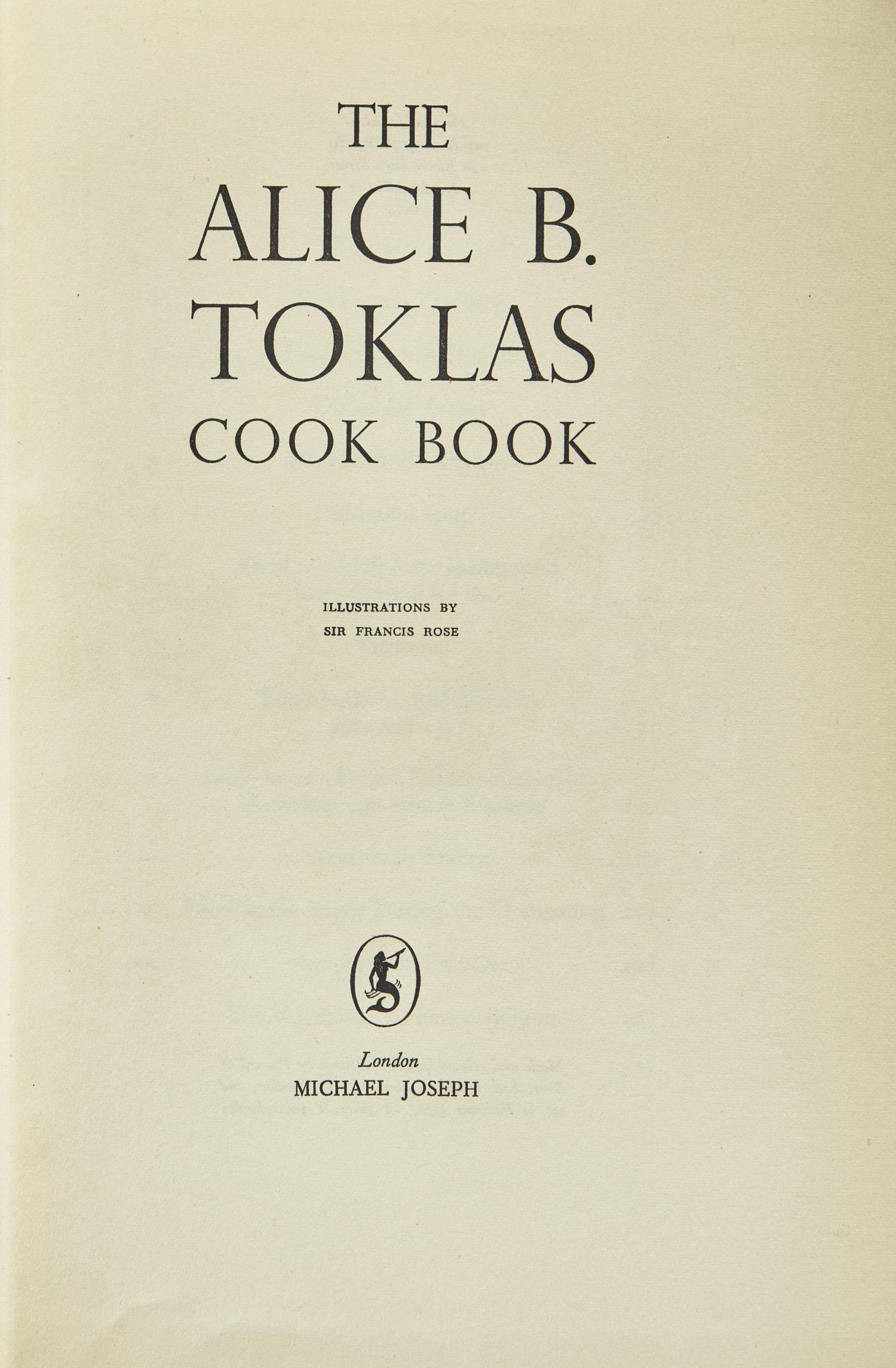 [Counterculture] Toklas, Alice B. The Alice B. Toklas Cook Book