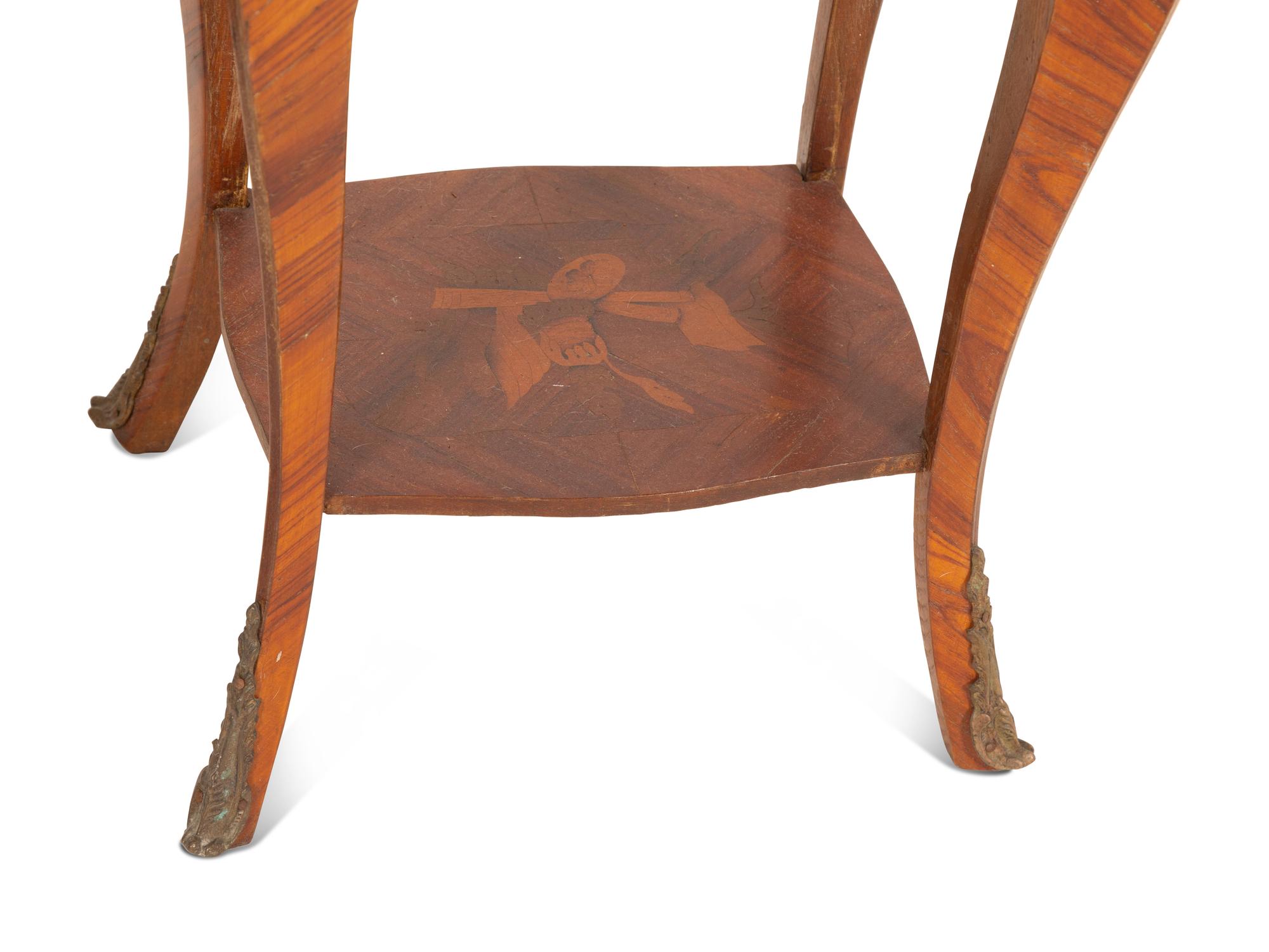 A Pair of Dutch Marquetry Side Tables with Gilt Metal Mounts