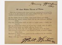 [Literature] Whitman, Walt: Printed Poem, signed