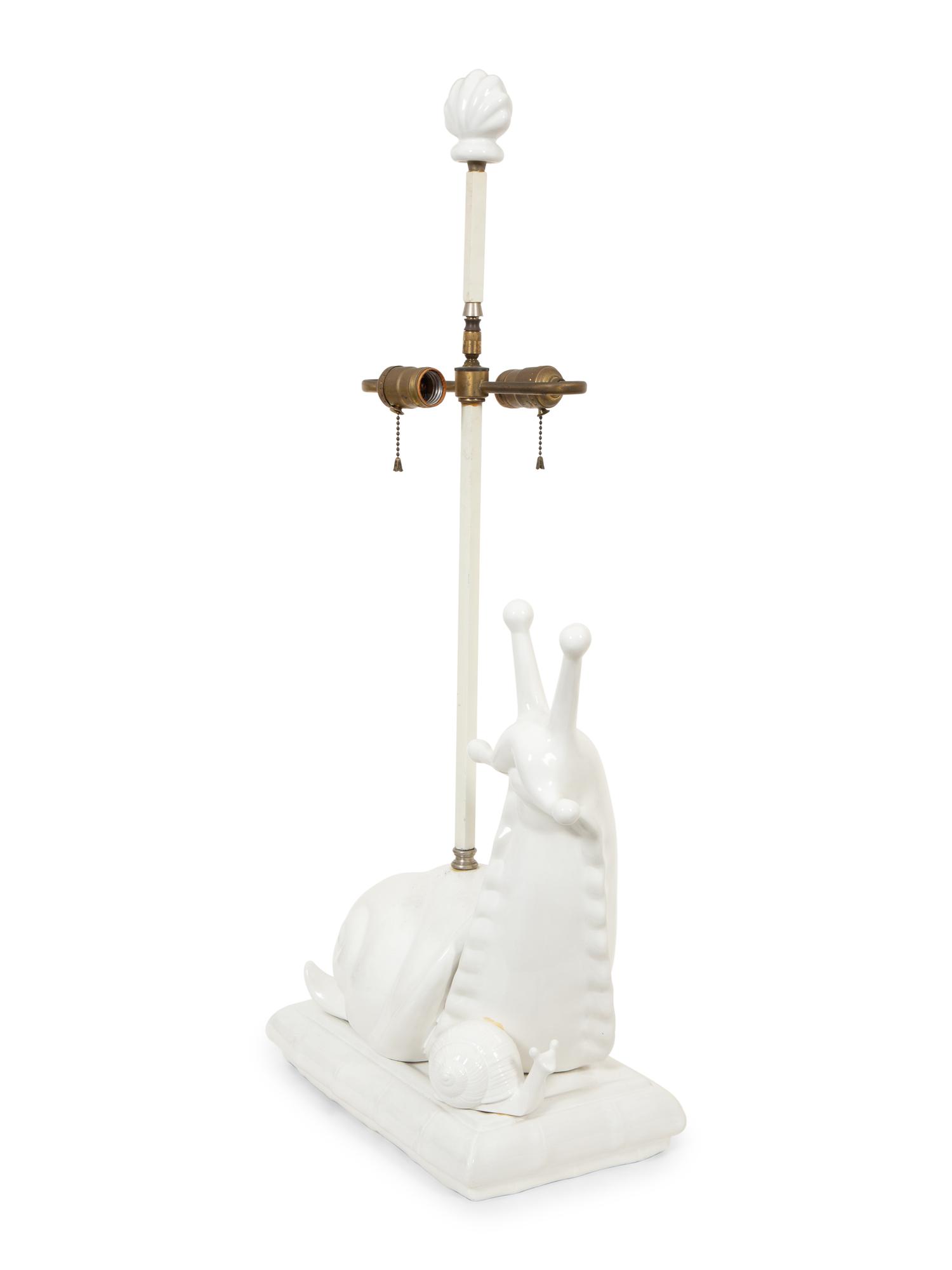 A White-Glazed Ceramic Snail-Form Table Lamp