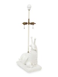 A White-Glazed Ceramic Snail-Form Table Lamp