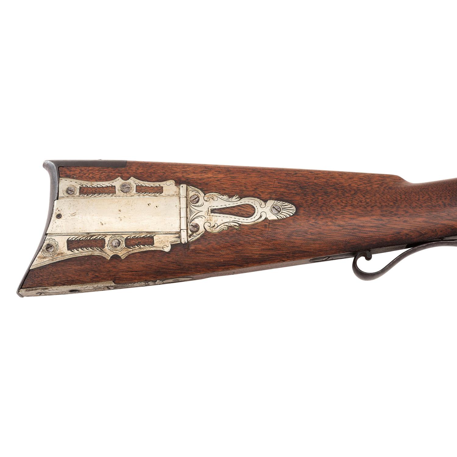 German Silver Mounted Percussion Rifle by B.D. Gill