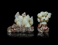 Two Chinese White Jade Schor's Rocks