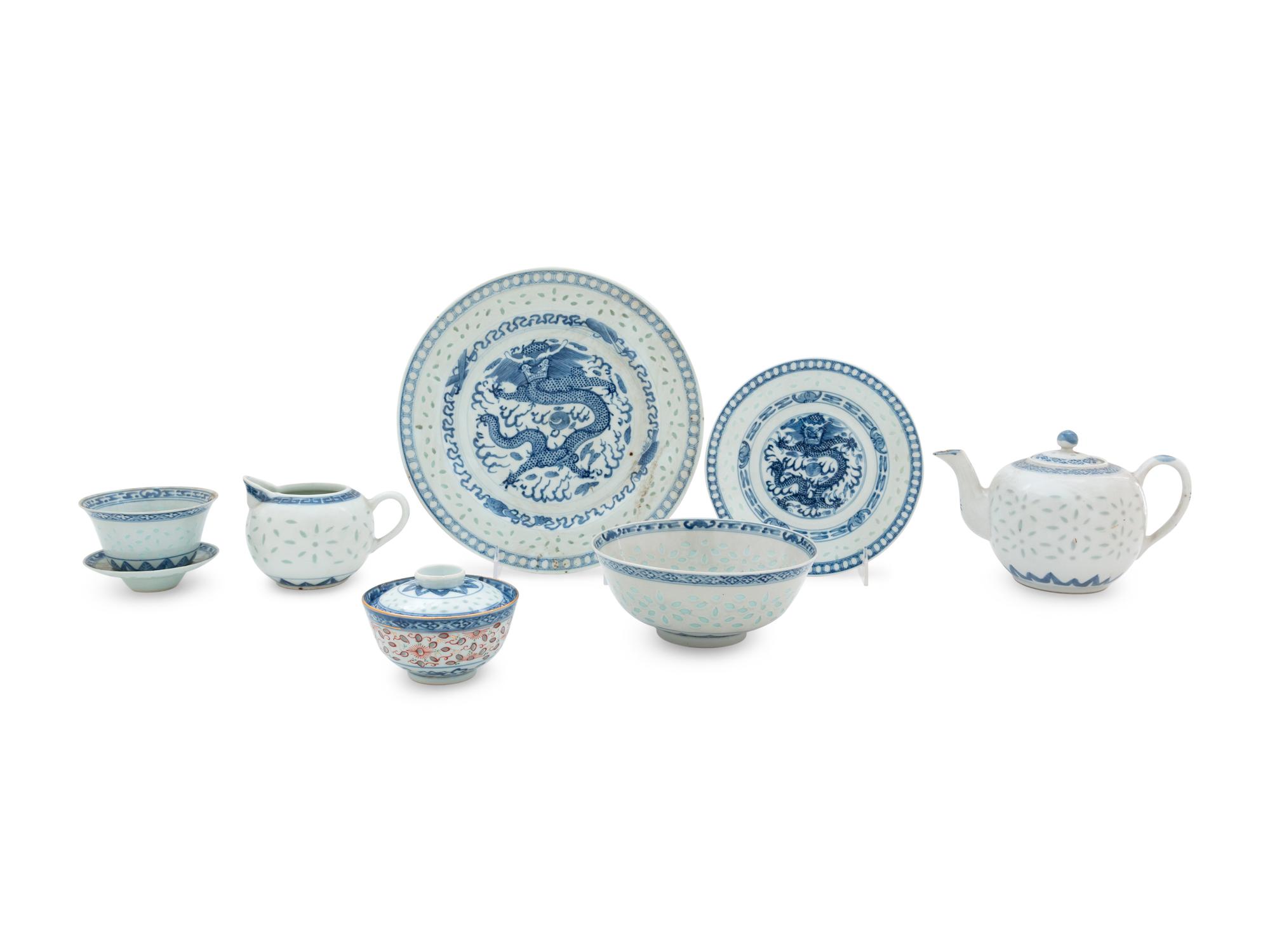 A Partial Set of Chinese Blue and White Porcelain Dinner Service