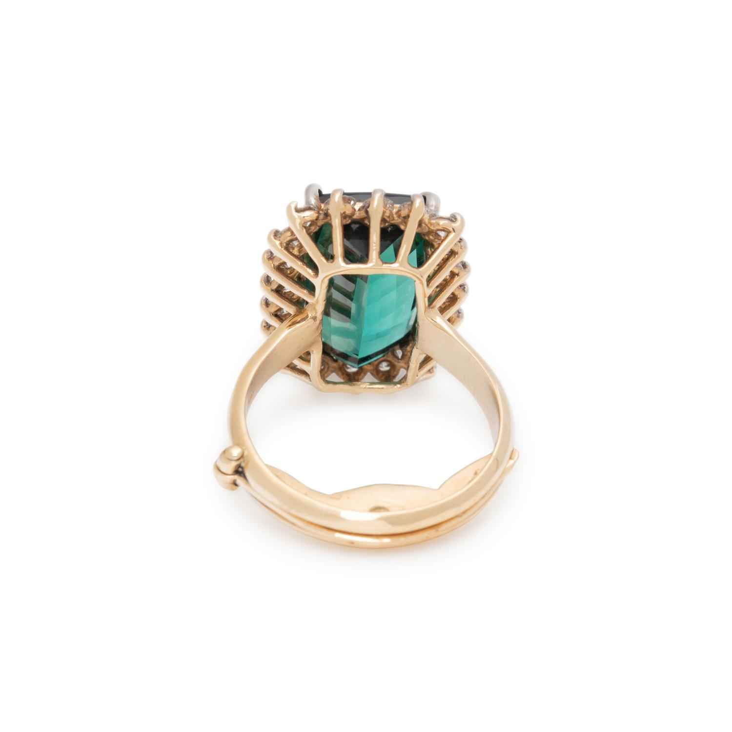 GREEN TOURMALINE AND DIAMOND RING