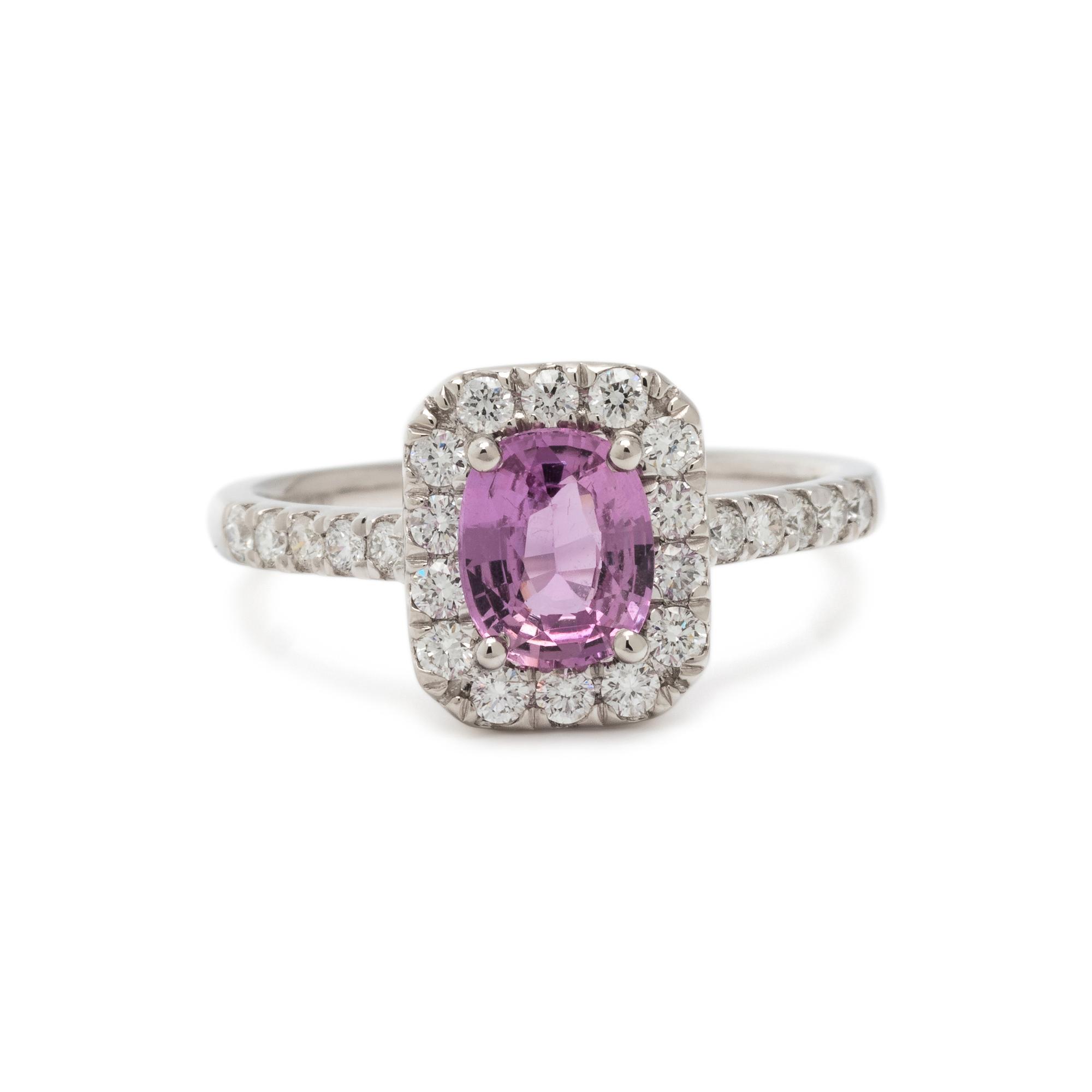 PURPLISH PINK SAPPHIRE AND DIAMOND RING