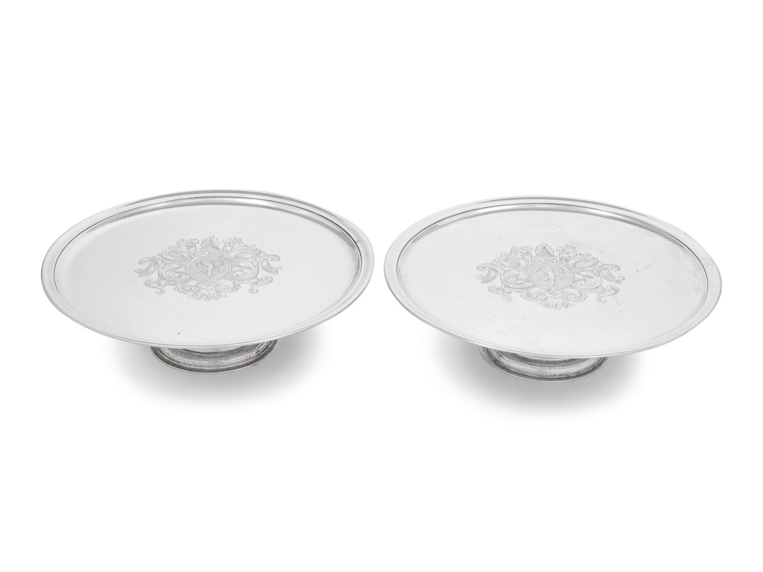 A Pair of American Silver Footed Waiters