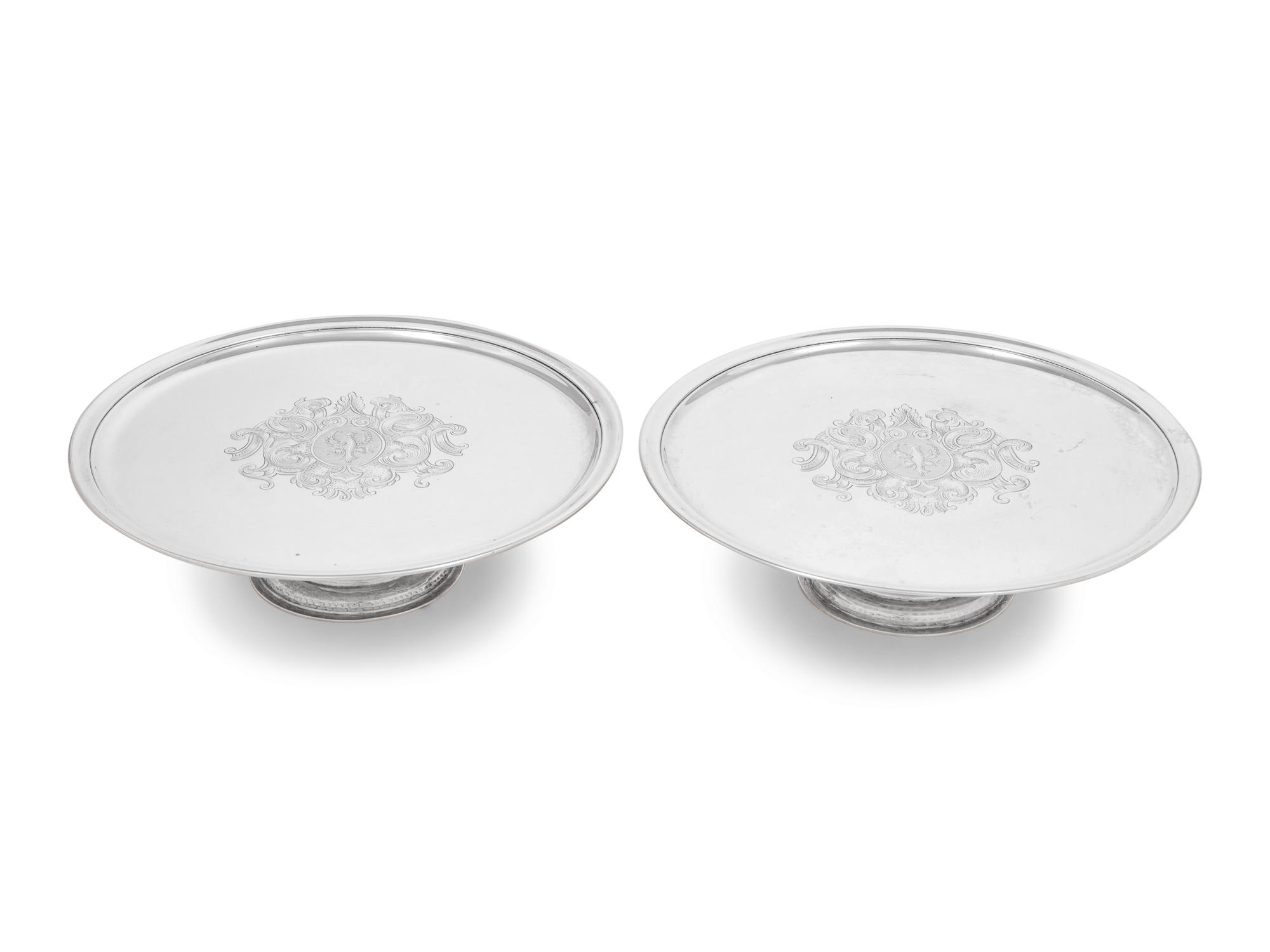 A Pair of American Silver Footed Waiters