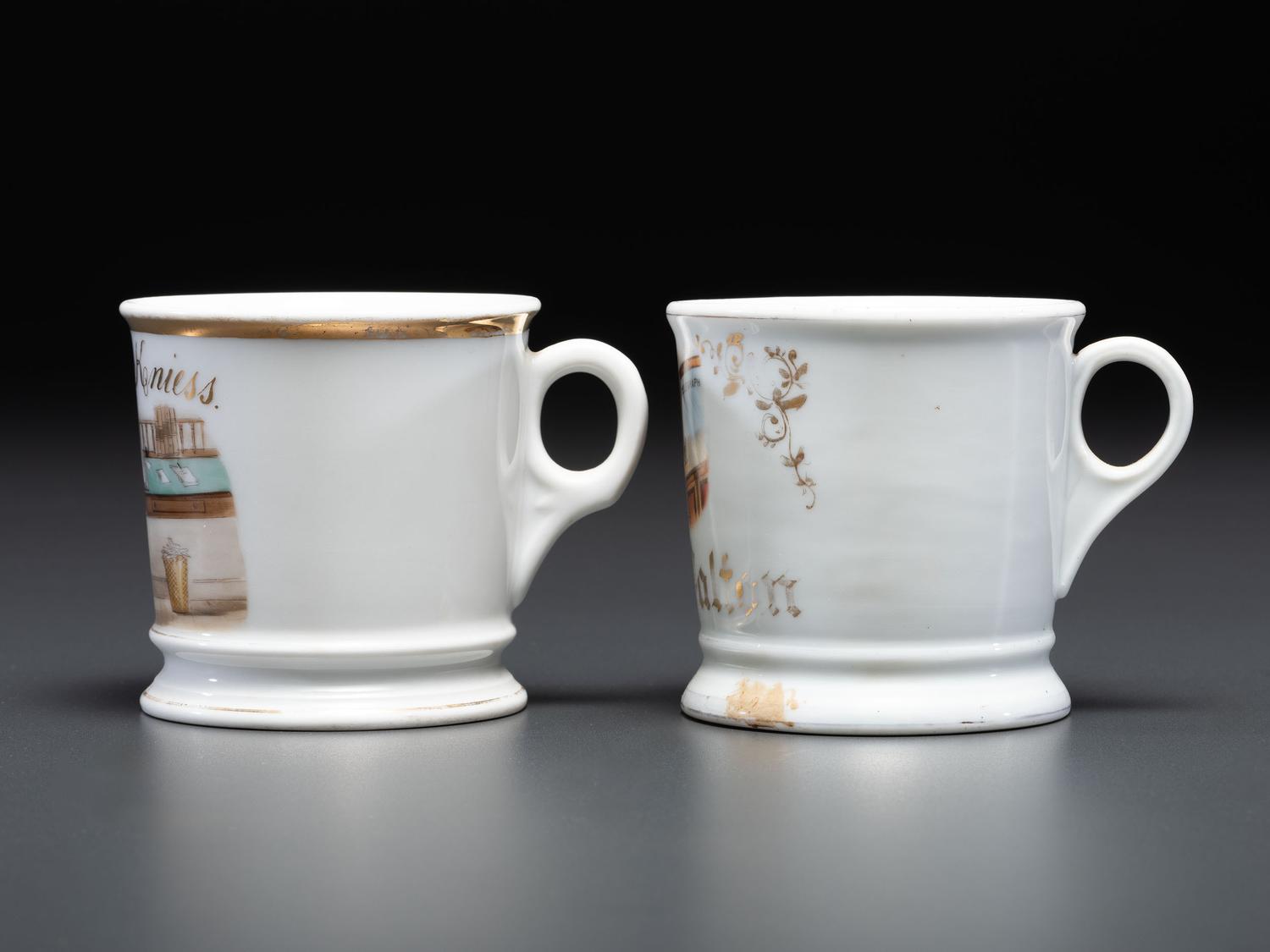 Two Porcelain Occupational Shaving Mugs