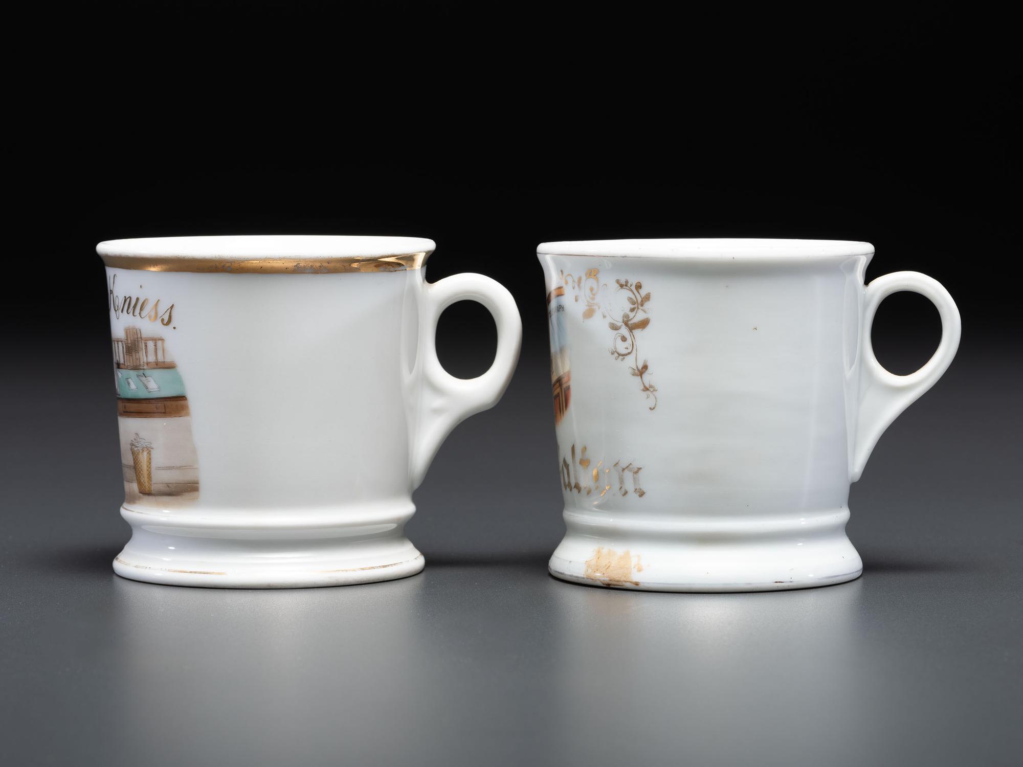 Two Porcelain Occupational Shaving Mugs