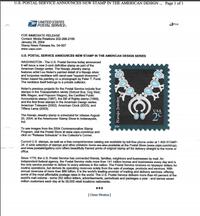 Navajo Sand Cast Silver and Turquoise Squash Blossom, Pictured on a U.S. Stamp