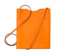 An Hermes Orange Leather Passport Pouch, 7" x 8" x 1".
