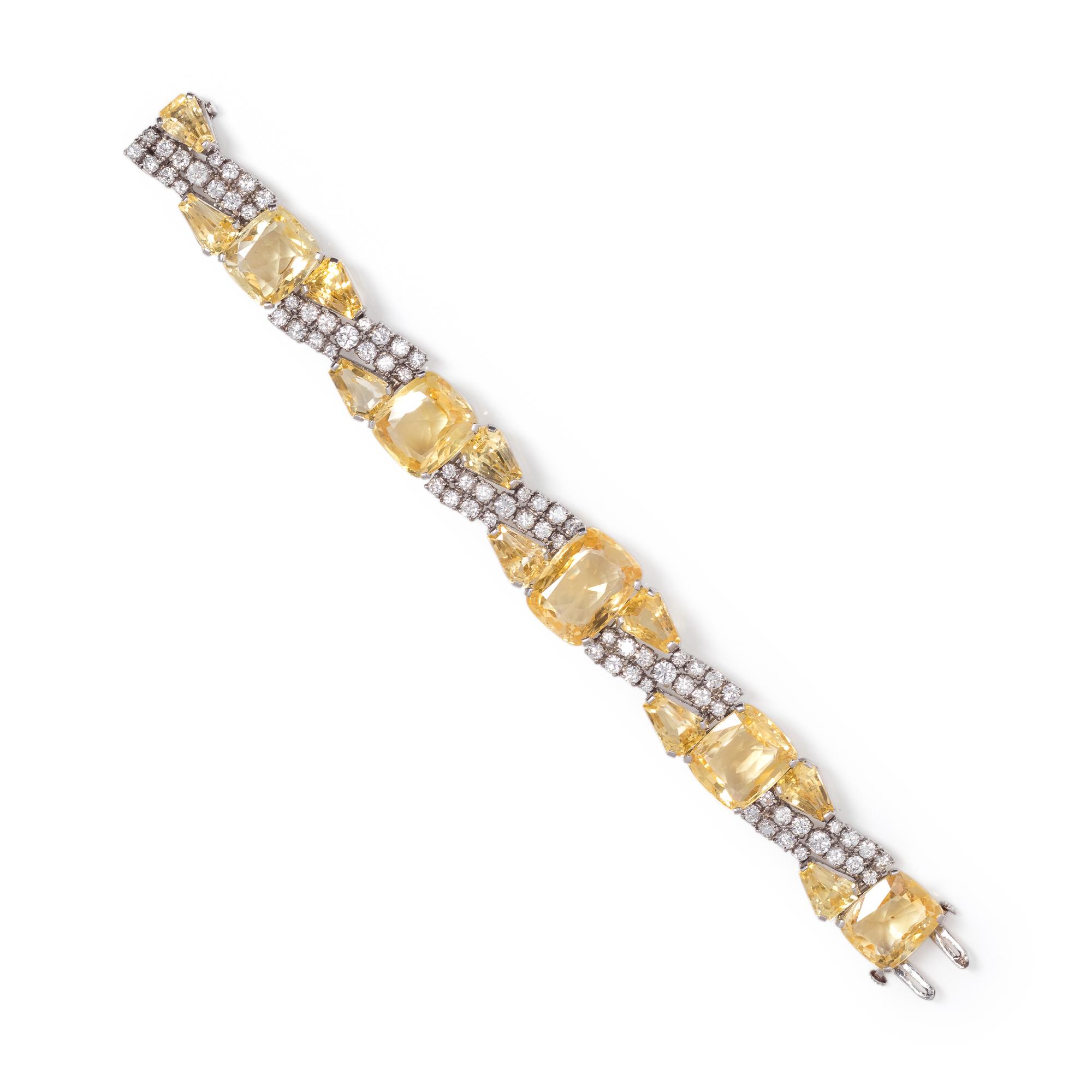 OSCAR HEYMAN & BROTHERS, YELLOW SAPPHIRE AND DIAMOND BRACELET