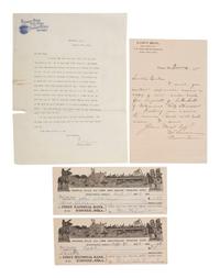 [WILD WEST SHOWS] -- [LILLIE, Gordon W. "Pawnee Bill" (1860-1942)]. A group of 7 items, incl. LS, TLS, signed checks, and memorabilia from Pawnee Bill's Old Town and Indian Trading Post.