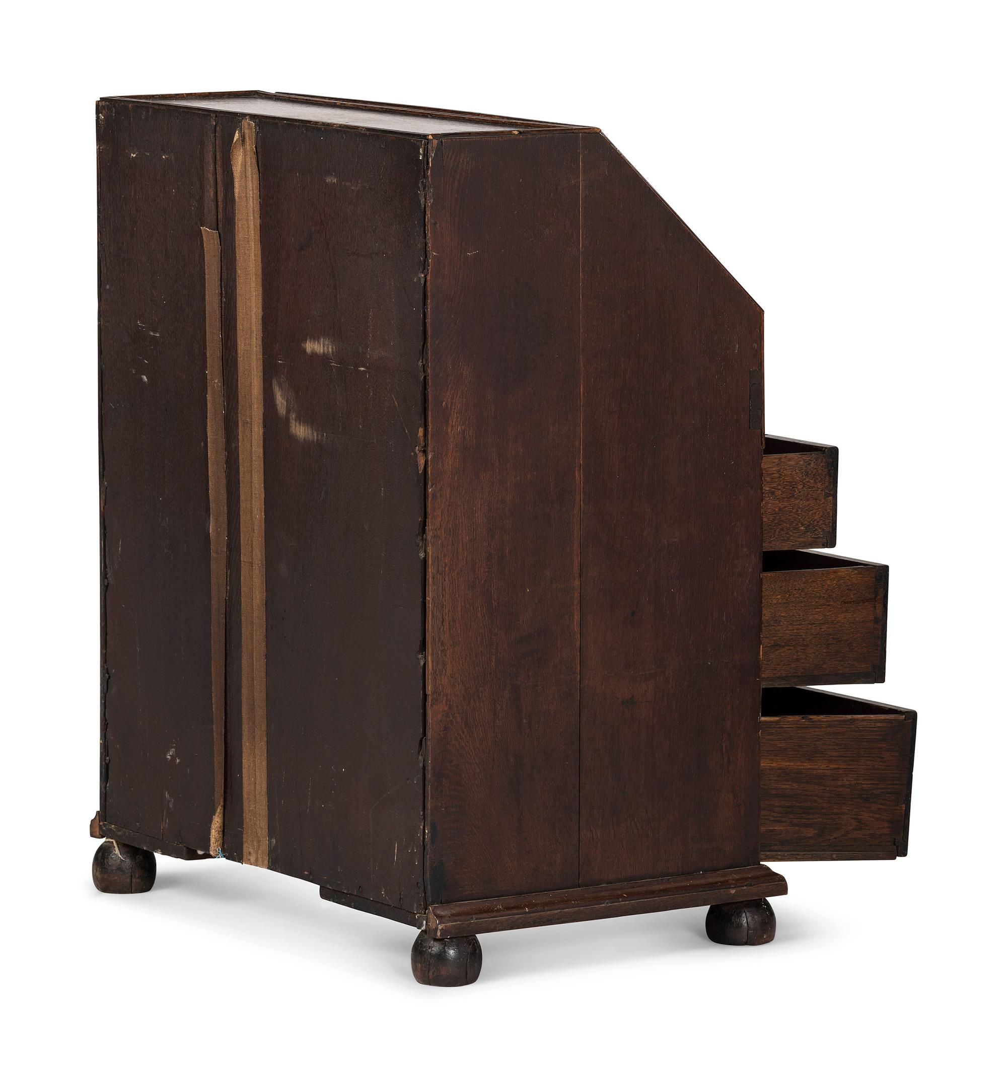 A William and Mary Diminutive Oak Slant Front Desk