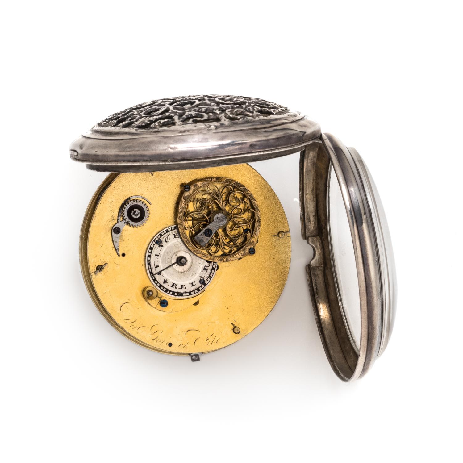 SILVER OPEN FACE POCKET WATCH