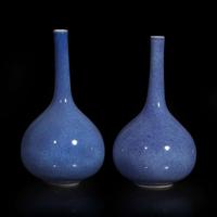 A pair of Chinese powder blue-glazed bottle vases 洒蓝地赏瓶一对 Kangxi period ???