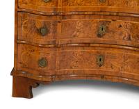 A German Baroque Burl Walnut Marquetry Serpentine Chest of Drawers