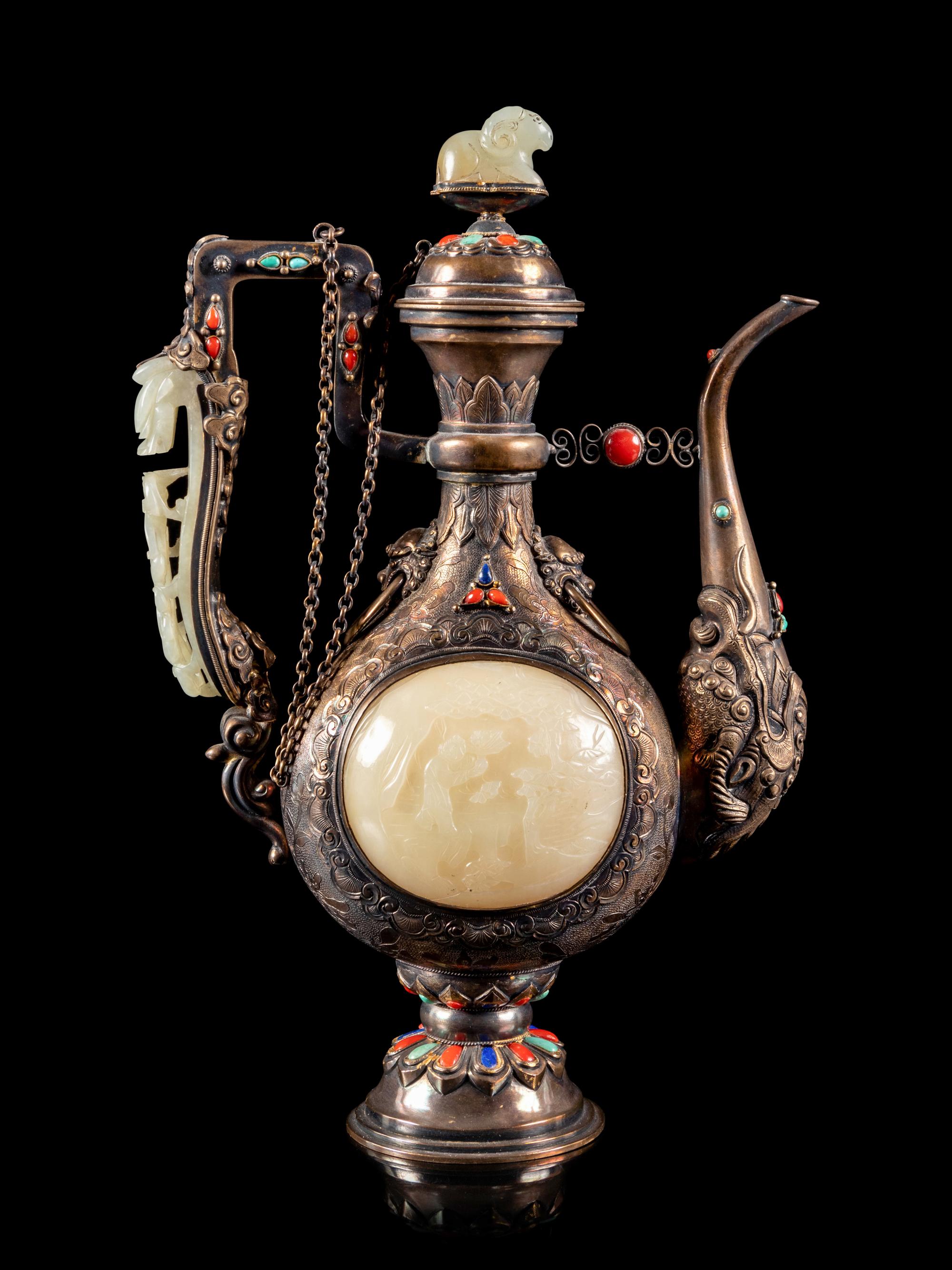 A Jade Inset Ewer