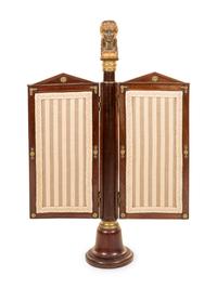 An Empire Gilt Bronze Mounted Mahogany Folding Floor Screen