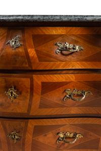 A Louis XV Style Marble-Top Bombe Commode