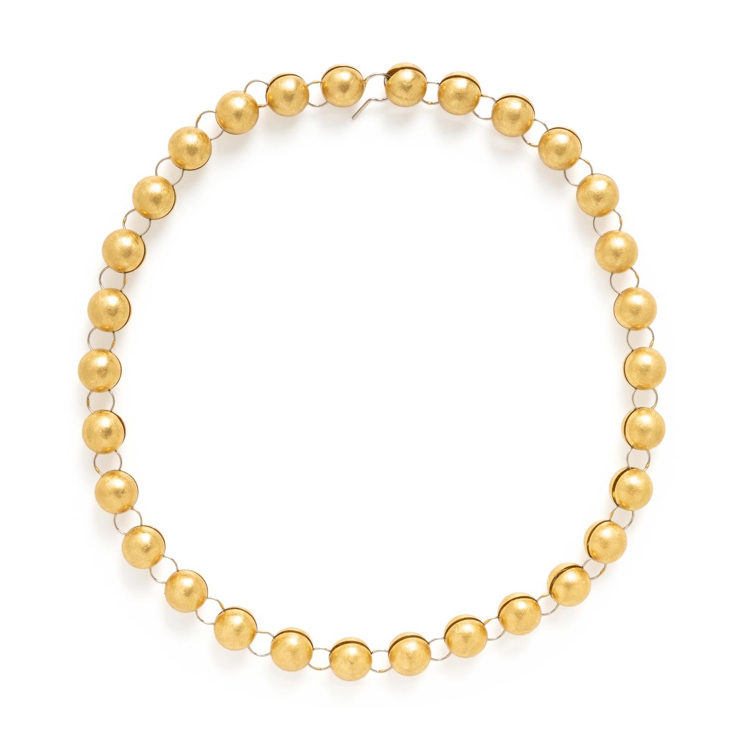 Yellow Gold and Platinum Bead Convertible Necklace and Bracelet