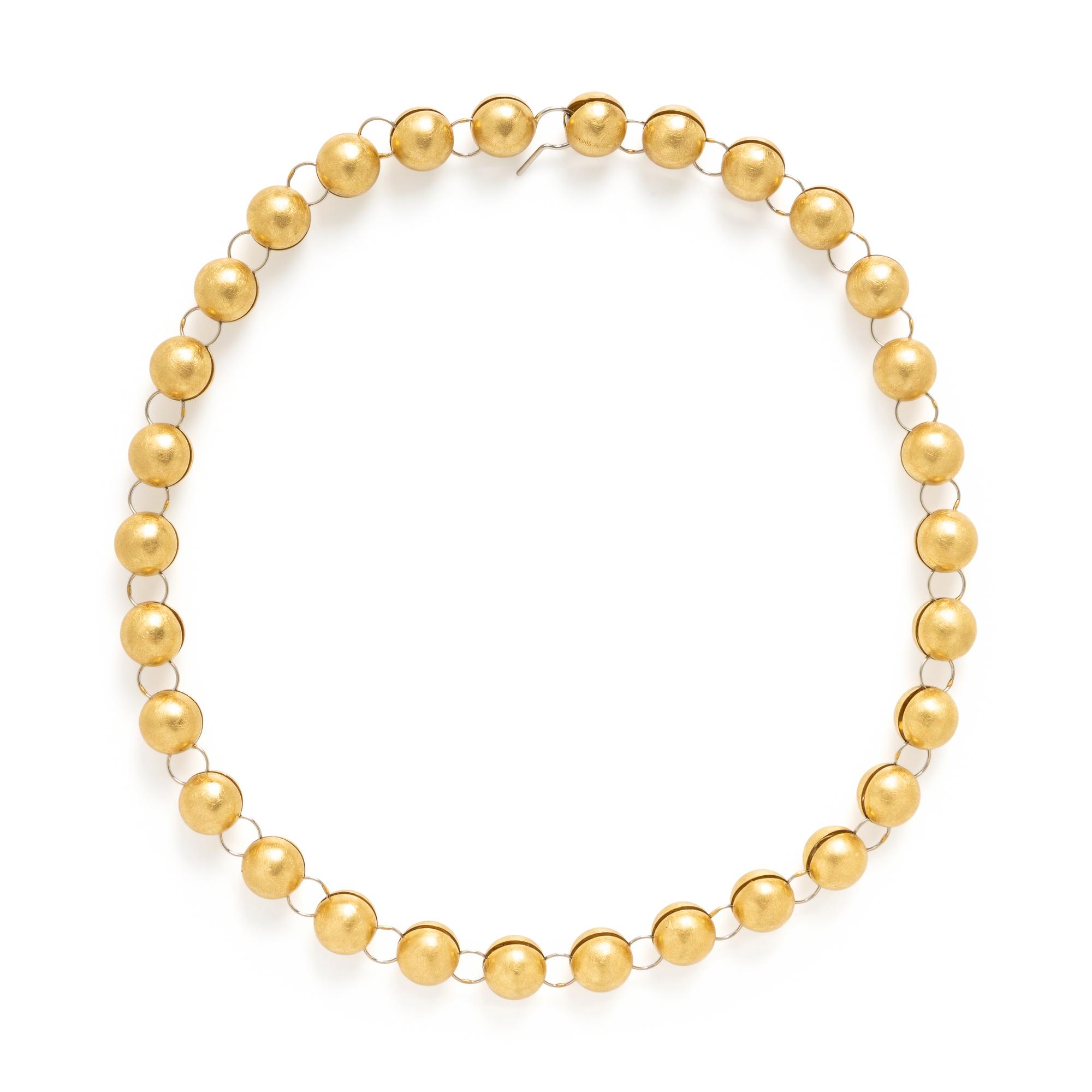 Yellow Gold and Platinum Bead Convertible Necklace and Bracelet