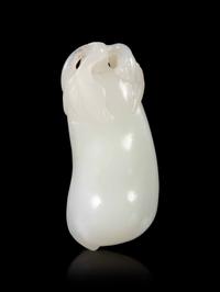 A Chinese White Jade Eggplant Pendant
