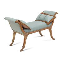 A French Carved and Upholstered Window Bench