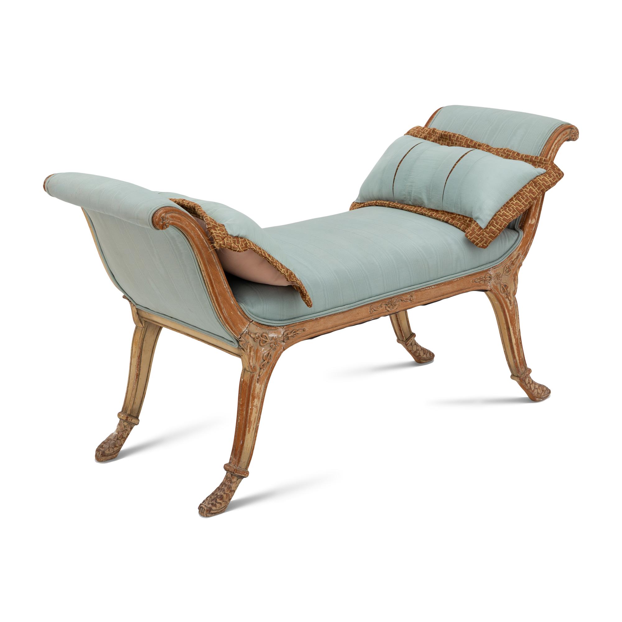 A French Carved and Upholstered Window Bench
