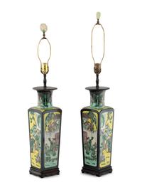A Pair of Chinese Famille Noir Vases