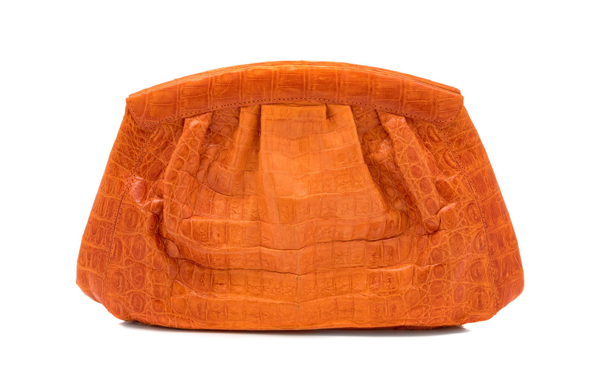 Nancy Gonzalez Orange Crocodile Leather Purse, 1980-90s