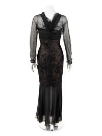 Christian Dior Haute Couture Lace and Chiffon Evening Dress, 1980s