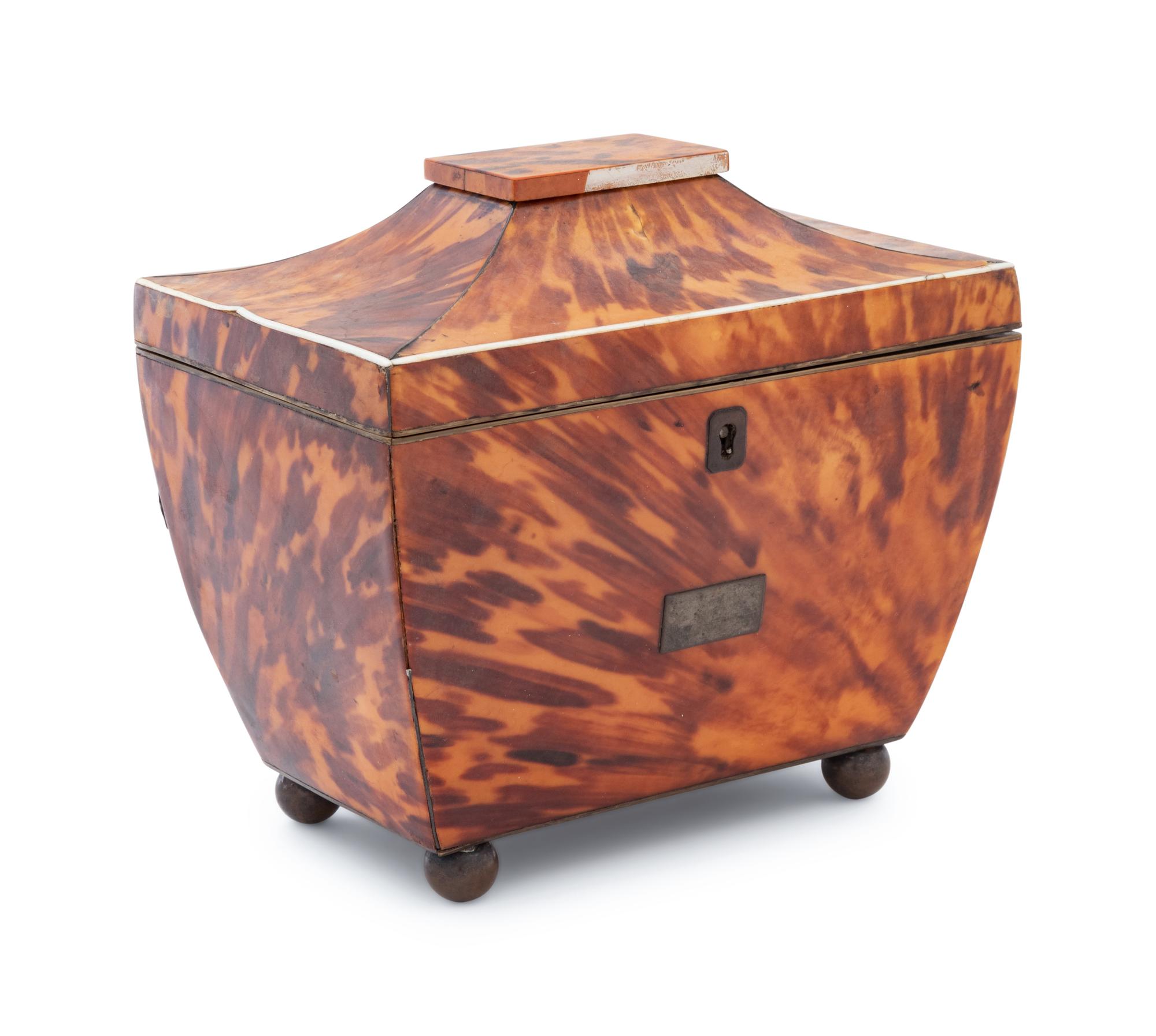 A Regency Tortoise Shell Tea Caddy