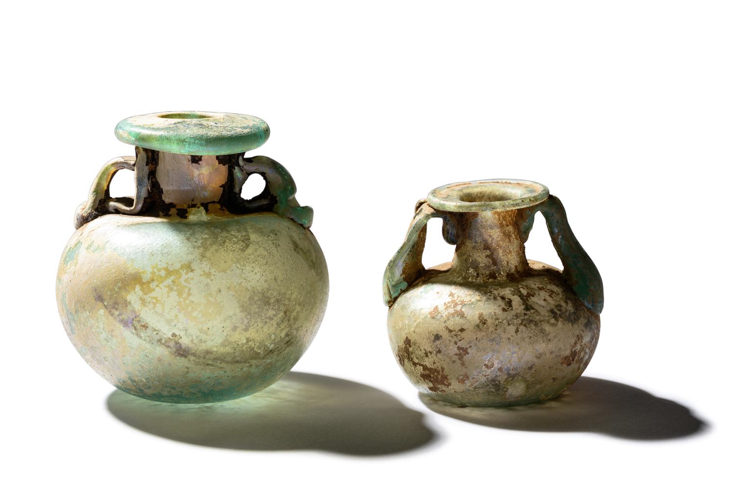 Two Roman Glass Aryballoi