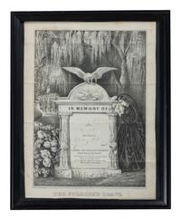 [CIVIL WAR]. CURRIER & IVES, publishers. The Soldier's Grave. Partially printed lithograph identified to Private William J. Martindale, 5th New York Heavy Artillery, POW Cedar Creek, VA, DOD Salisbury, NC.