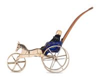 A Carved and Painted Horse-Form Doll’s Carriage
