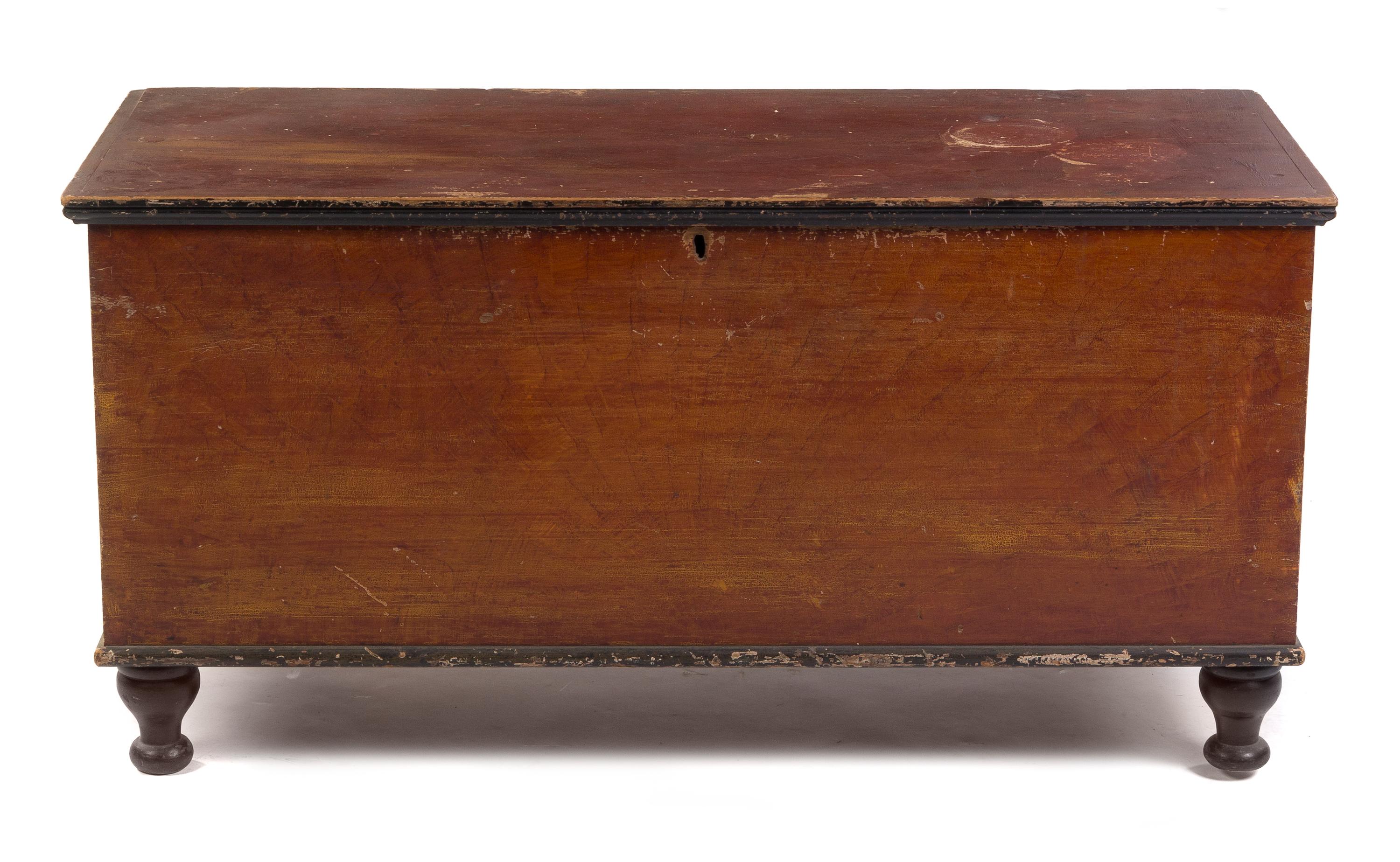 An American Painted Blanket Chest Height 24 1/4 x width 49 x depth 21 3/4 inches. — 19TH CENTURY