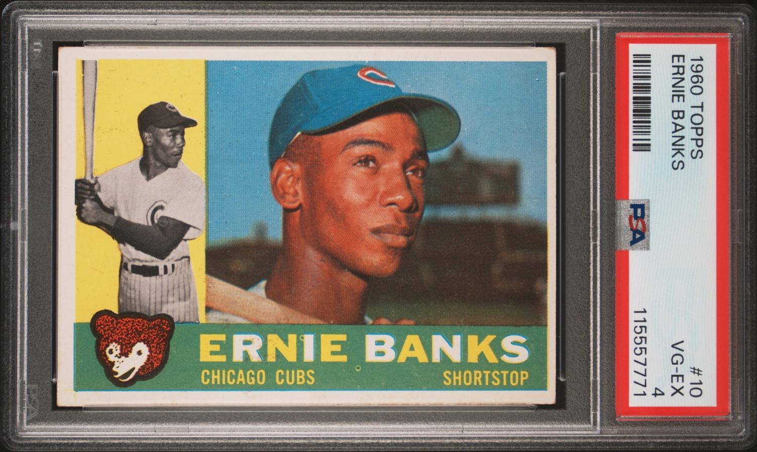 A 1960 Topps Ernie Banks Baseball Card No. 10 (PSA 4 VG-EX) from The Collection of David Eisenhower