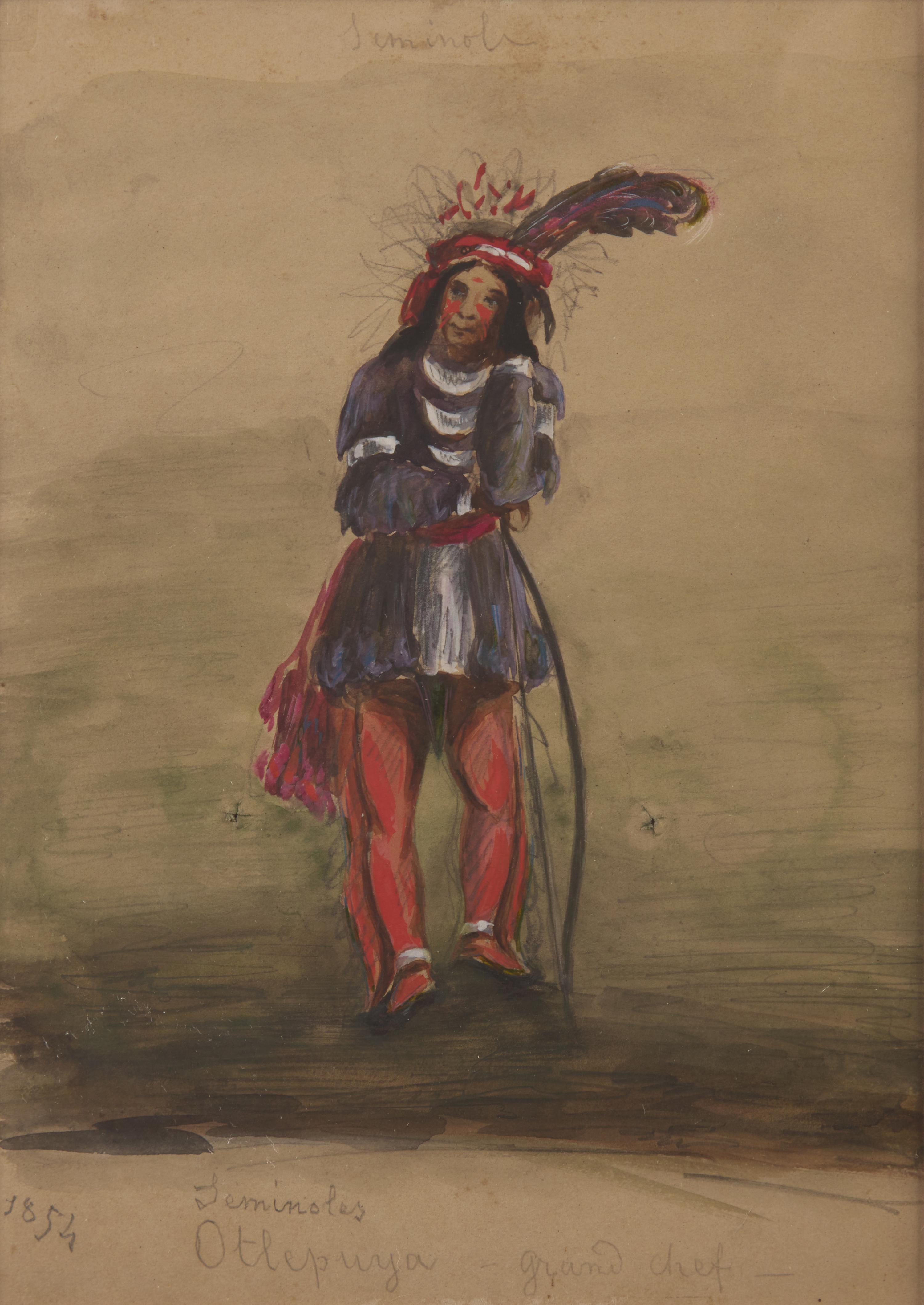 American School, 19th Century — A Pair of Seminole Drawings, 1854