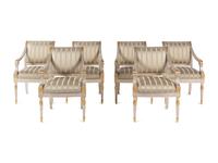 A Set of Six Neoclassical Carved and Parcel Gilt Dining Chairs