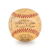 A 1955 All Star Game National League Team Signed Autograph Baseball Featuring Hank Aaron, Ernie Banks and Willie Mays (Beckett Authentication Services Letter BAS Certified)