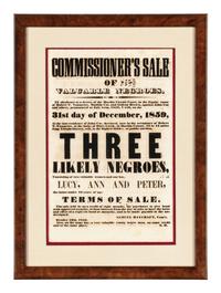 Commissioner's Sale of Valuable Negroes... Elizabethtown, [Kentucky], 1859.