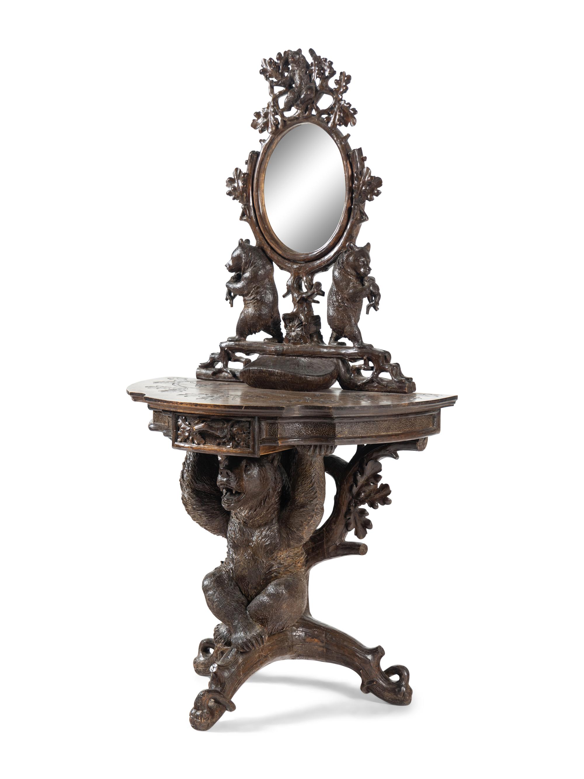 A Black Forest Carved Dressing Table