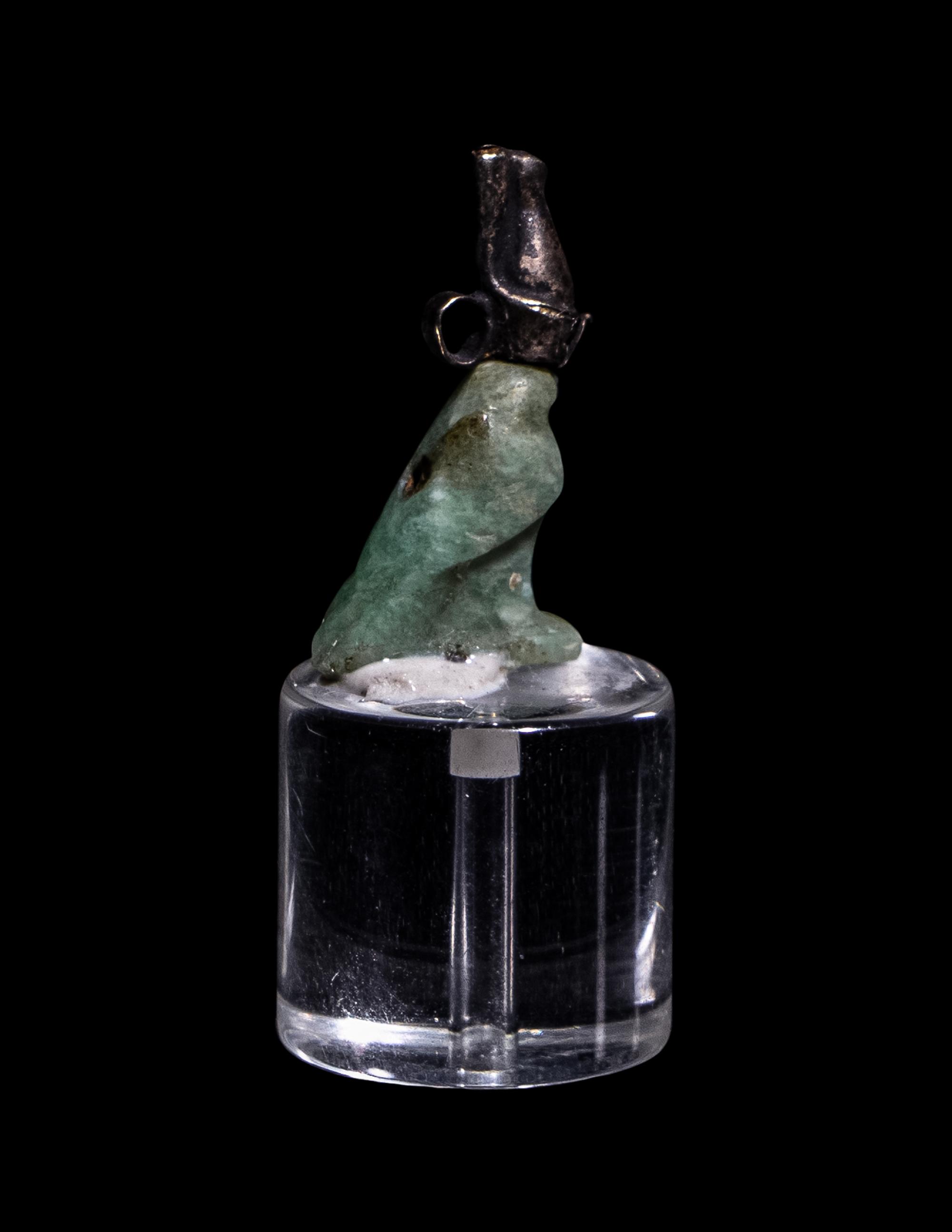 An Egyptian Feldspar and Silver Horus
