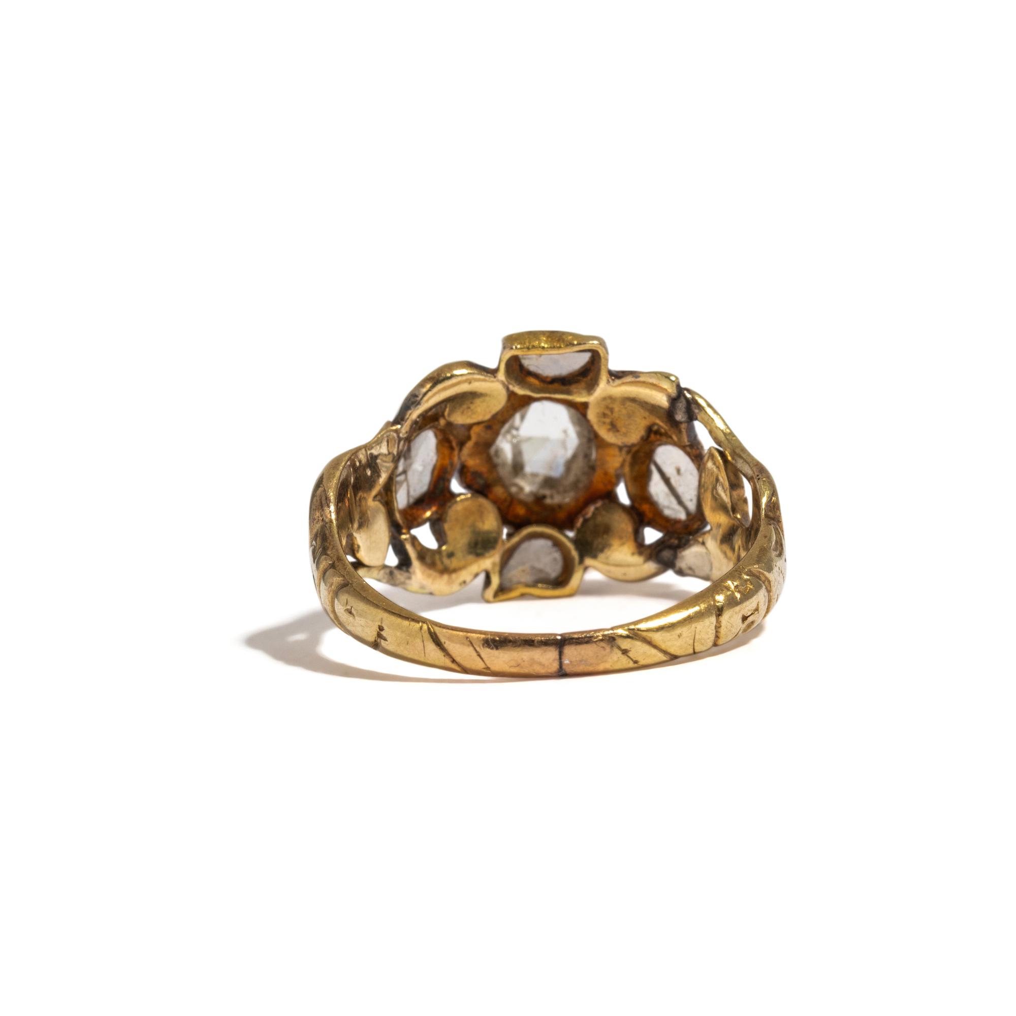 GEORGIAN, YELLOW GOLD AND DIAMOND RING