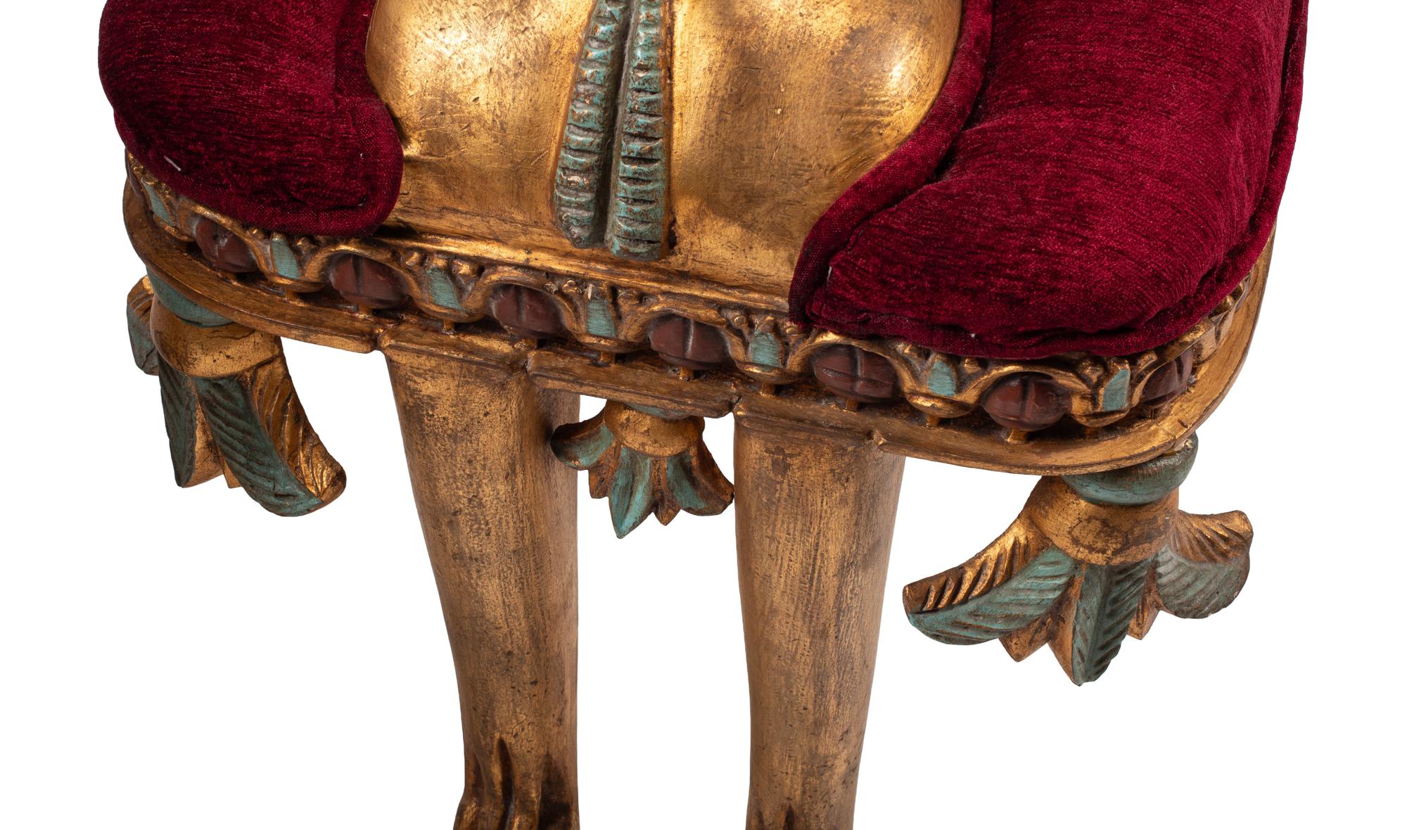 A Pair of Egyptian Style Giltwood Cat-Form Stools