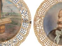 Two Herend Porcelain Reticulated Cabinet Plates