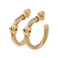 DAVID YURMAN, YELLOW GOLD AND MULTIGEM HOOP EARRINGS